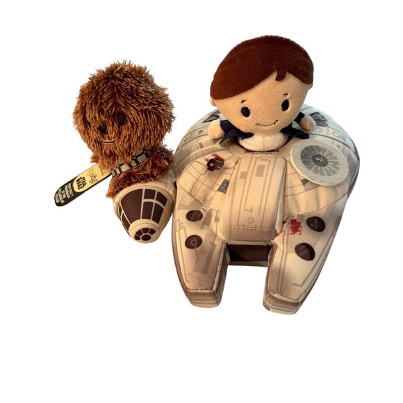 Hallmark Itty Bittys Star Wars Han Solo & Chewbacca Plush Millennium Falcon Coll - Picture 1 of 3